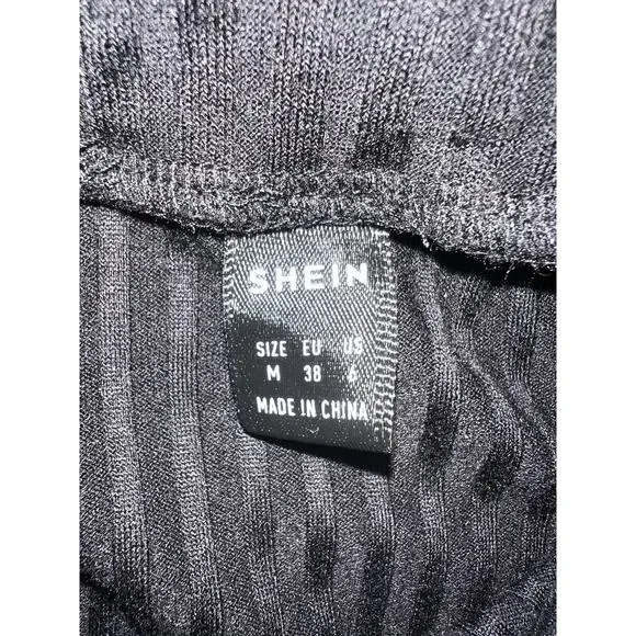 Shein Skirt Womens Medium Black Ribbed Knit Stretch Pull On Midi Pencil - Picture 3 of 6